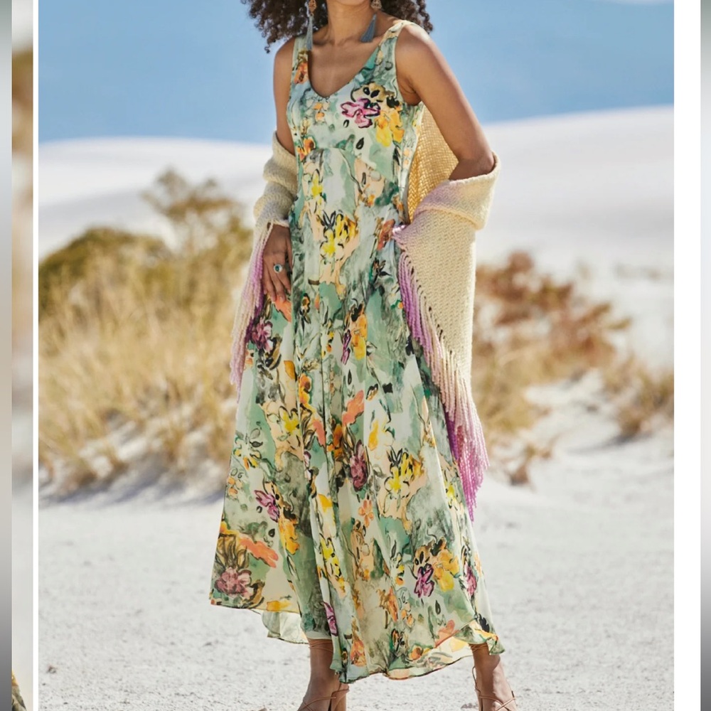 NWT Peruvian Connection Tahitian Flowers Maxi Dress Size L